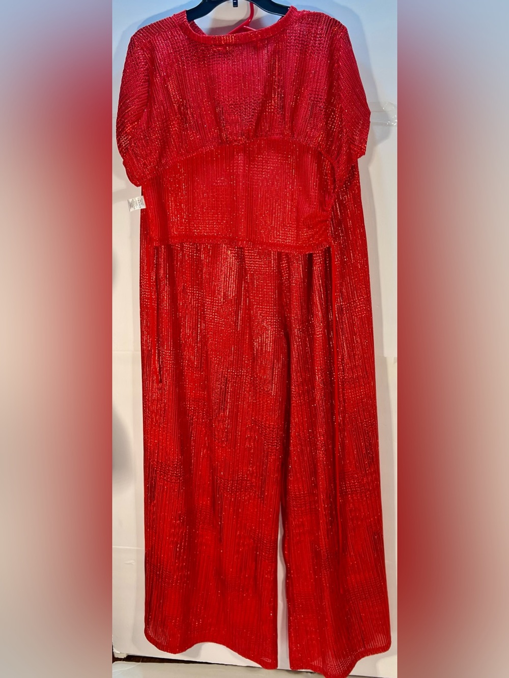 NWTAKIRA Red Metallic pants suit Wide-Leg Pants Size 1X